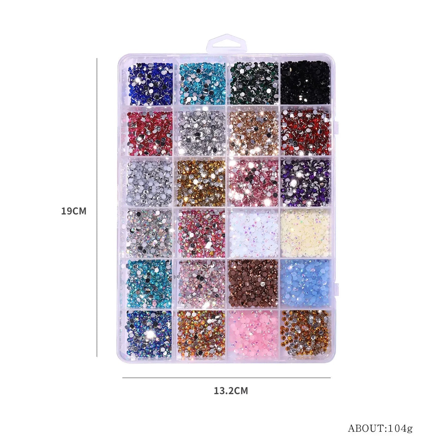 3500 Pcs/Box Round Resin Flat Bottom Color Glitter Rhinestones Kit