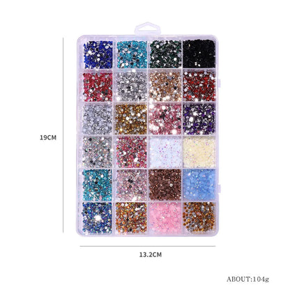 3500 Pcs/Box Round Resin Flat Bottom Color Glitter Rhinestones Kit