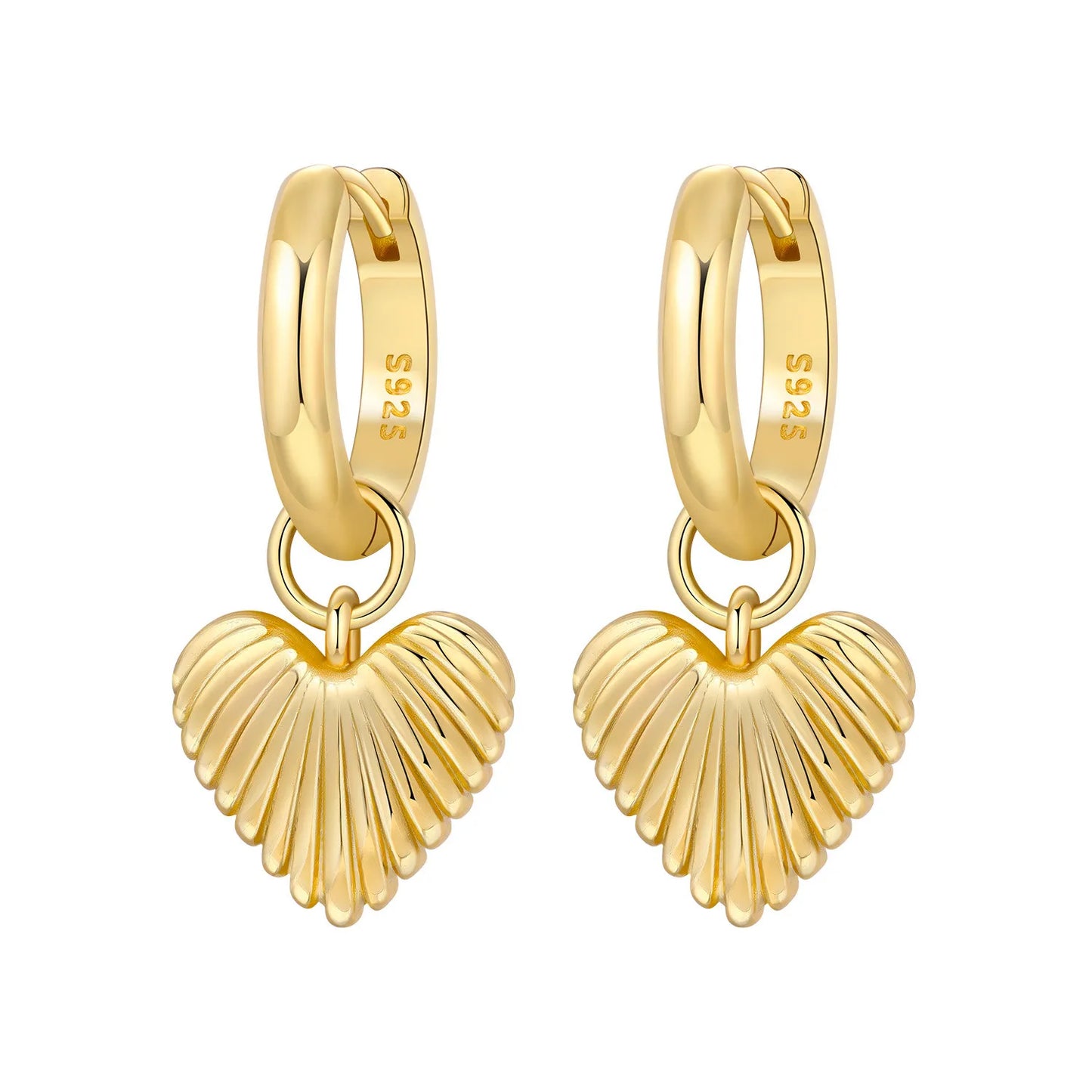 S925 Sterling Silver Zircon 18K Gold Lining Vintage Hoop Earrings