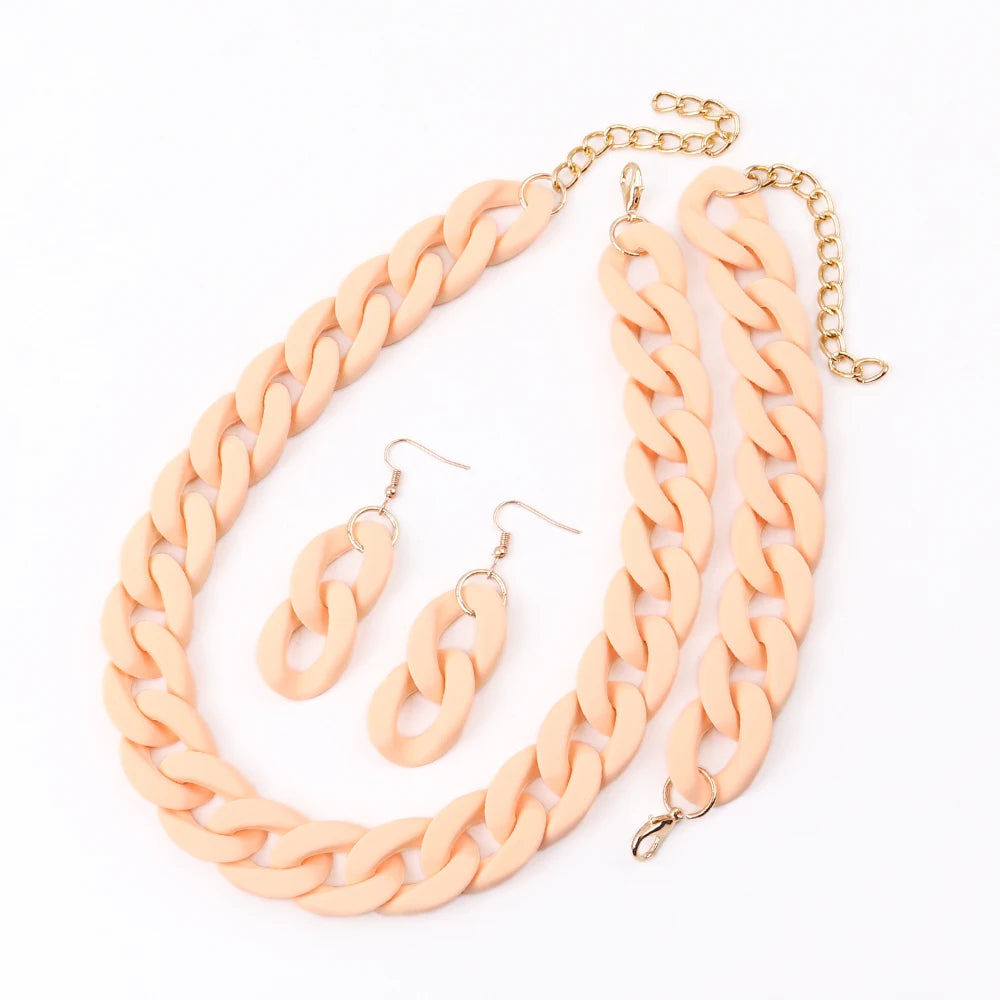 Fish Sheep Acrylic Chunky Chain Choker Necklace