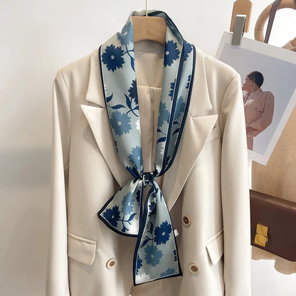 50 Color Silk Feel Scarf Luxury Long Narrow Small Silk Scarves Shawl