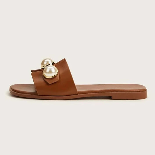 Flat Slippers Pearl Roman Flip-Flops Slippers