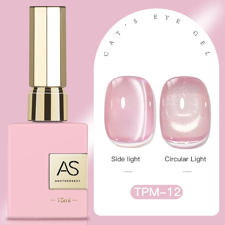 15ml Peachy Whimsy Pink Cat Eye Gel Nail Polish Glitter