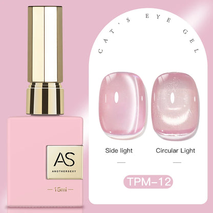 15ml Peachy Whimsy Pink Cat Eye Gel Nail Polish Glitter