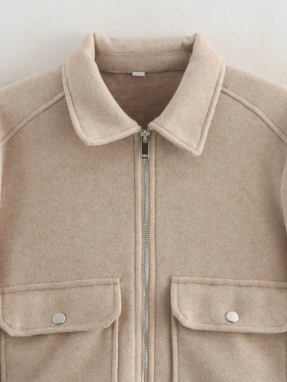 Zipper Winter Long Sleeve Pocket Outerwear Elegant Jacket Coat