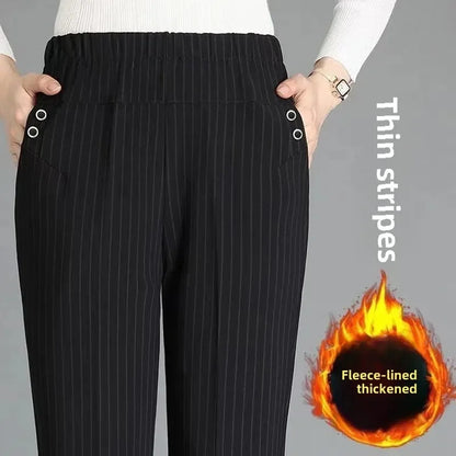 Thickened Fleece-Lined High-Waisted Casual Pants