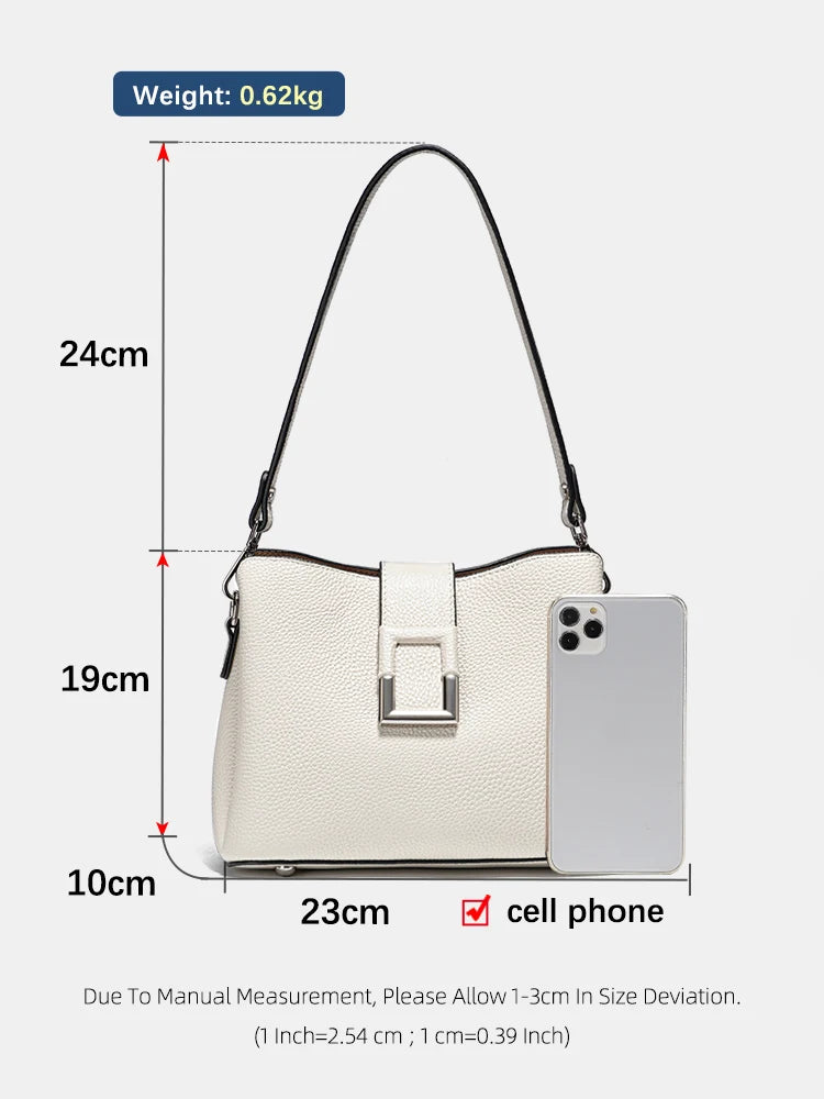 Genuine Leather Noble Shopper Shoulder Large Bucket Bag