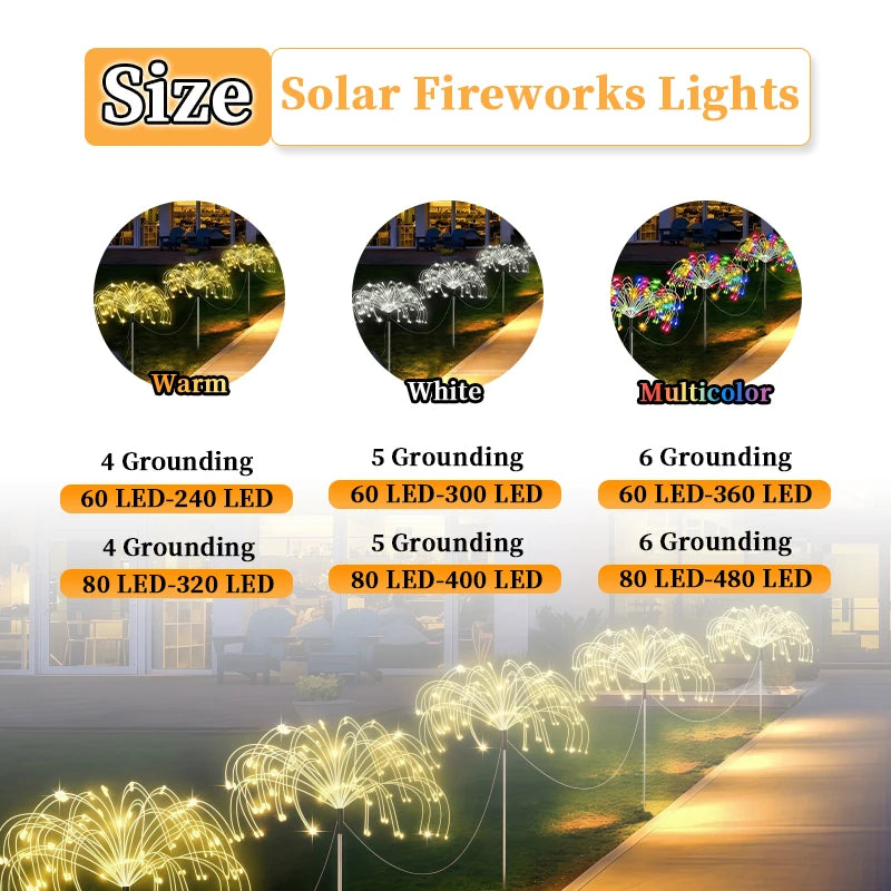 4pcs/6pcs Outdoor Solar Garden Lights Outdoor Solar Smart Firework Lights