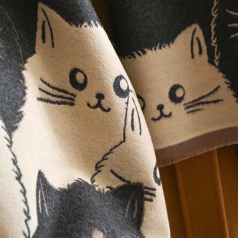 Cute Cat Cashmere Scarf