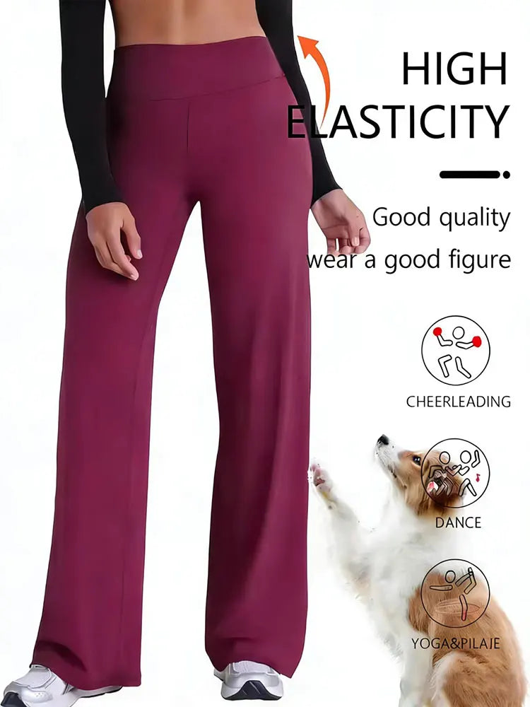 Straight Leg Mid Waist Yoga Running Sport Pants