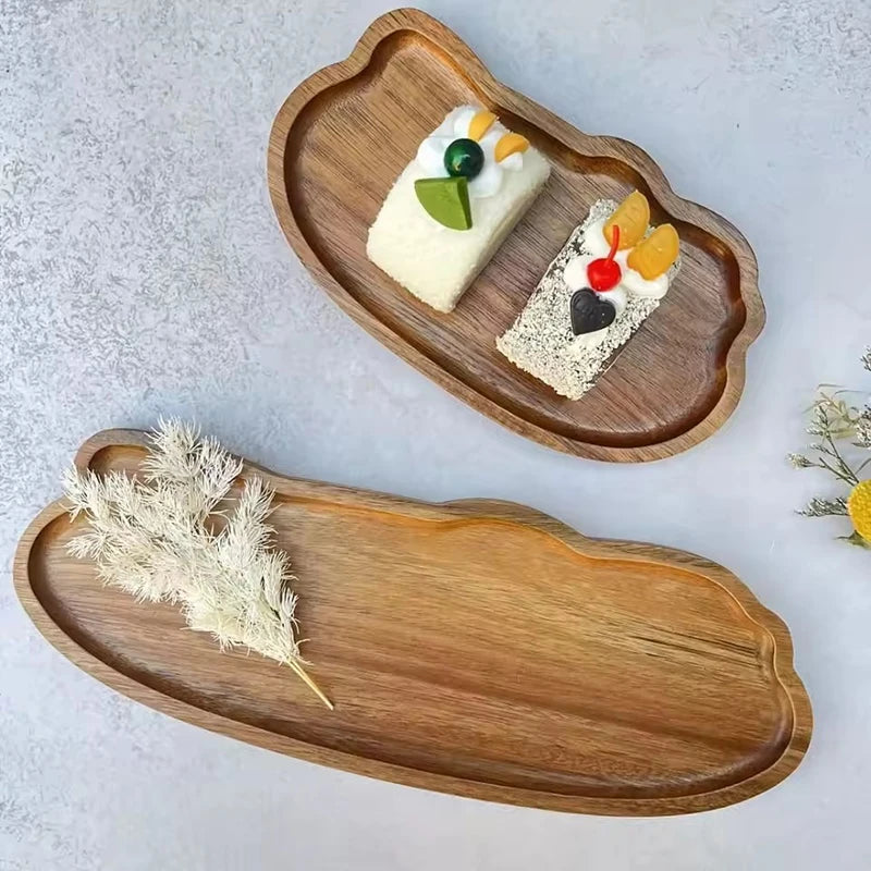 1PC Wooden Serving Oval Wood Tray