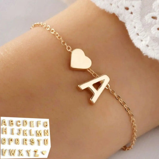 Letters English Initial Letter Heart Bracelet