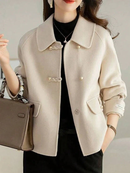 Elegant Solid Short Warm Formal Office Female Coat