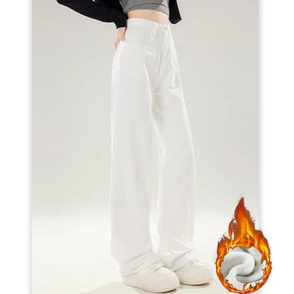 Fleece Thermal High Waist Straight Leg Jeans