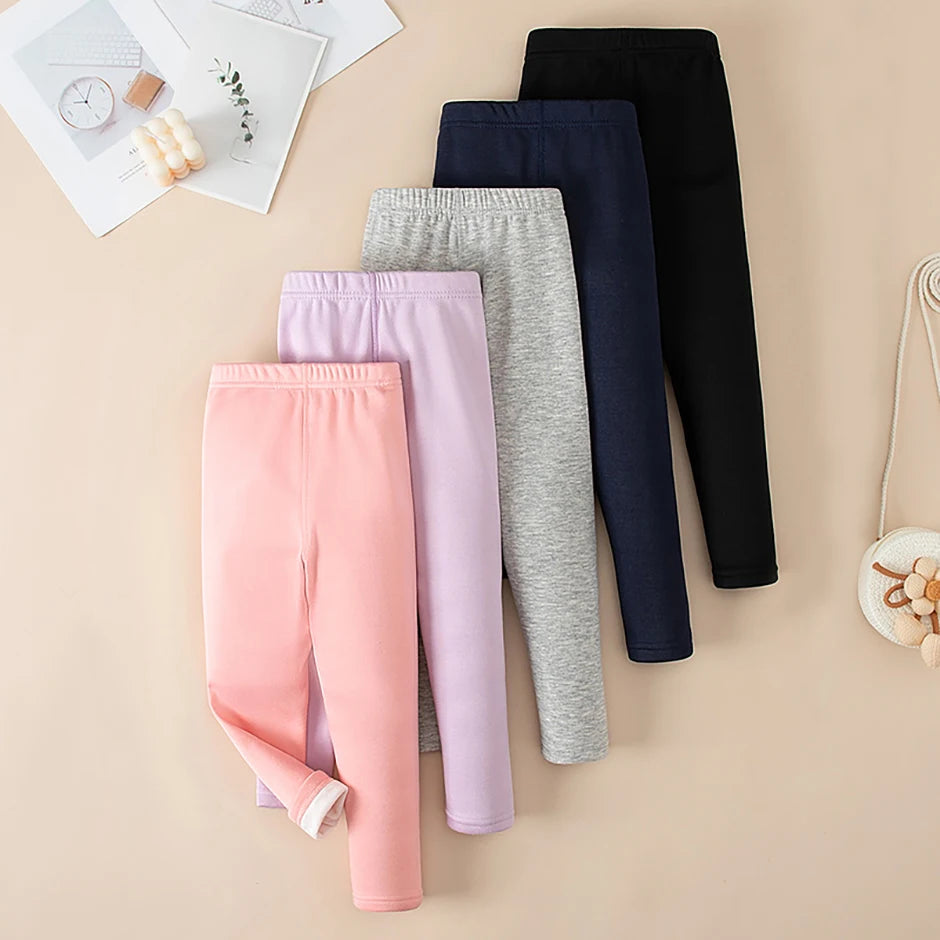 3/1 Piece Autumn And Winter Children Solid Color Thick Warm Leggings