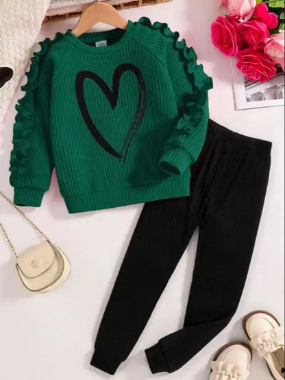 Spring and Autumn sports cartoon heart printed Set