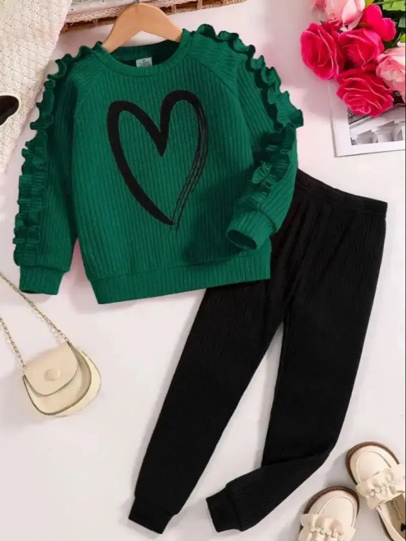 Spring and Autumn sports cartoon heart printed Set