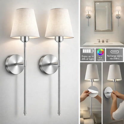 Wireless Battery Powered Wall Lamps Stick-On or Screw Mount
