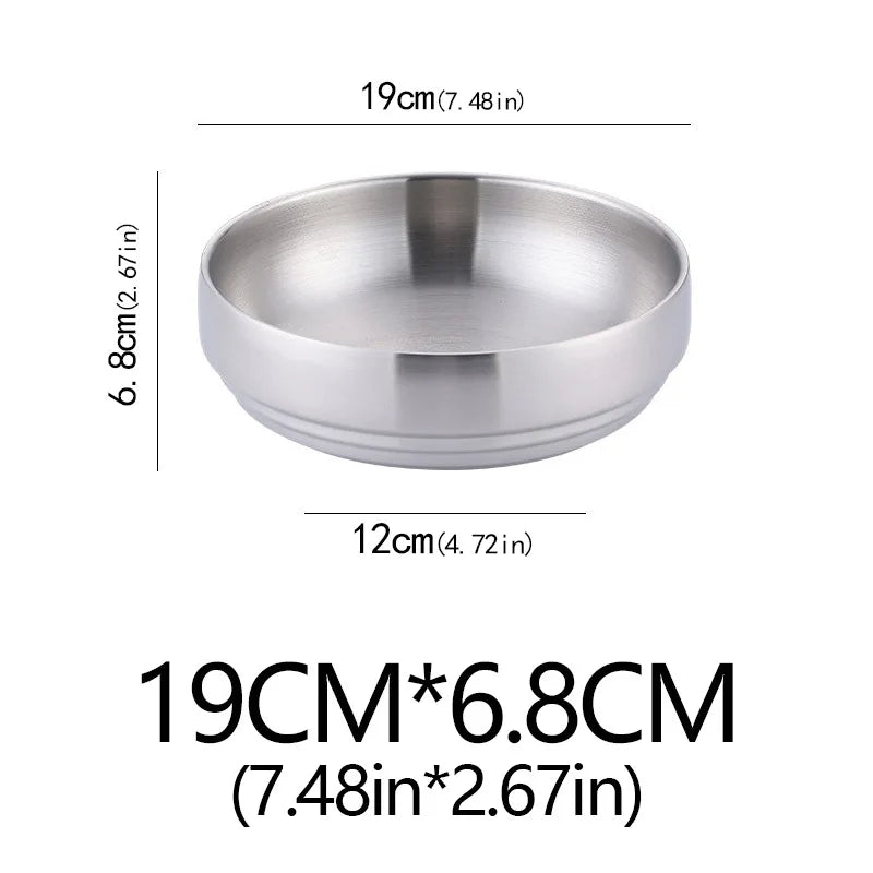Stainless Steel Double Layer Cold Noodle Salad Bowl Fruit Bowl