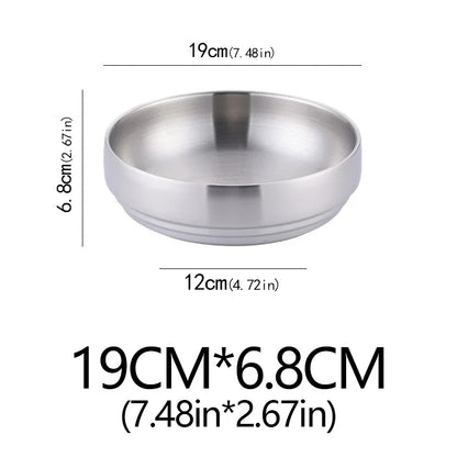 Stainless Steel Double Layer Cold Noodle Salad Bowl Fruit Bowl