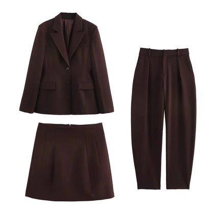 Elegant Shrug Blazers Skirts Chic Baggy Pants