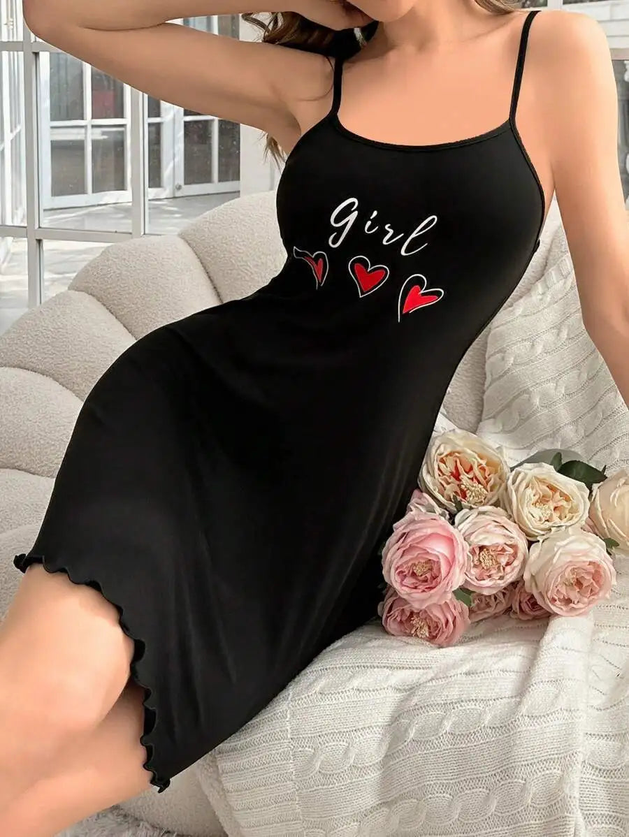 Sexy Nightgown Love Print Dress