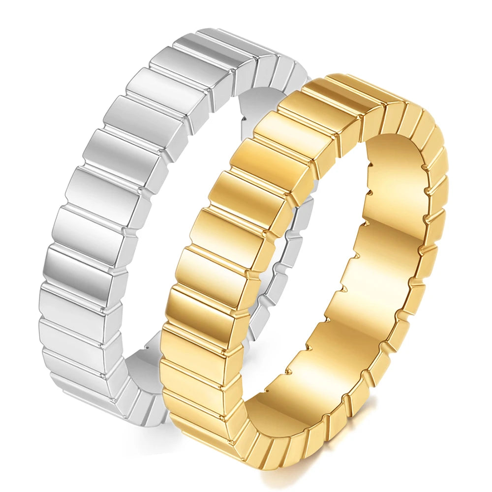 Zircon Checkered Couple Striped Geometric Ring