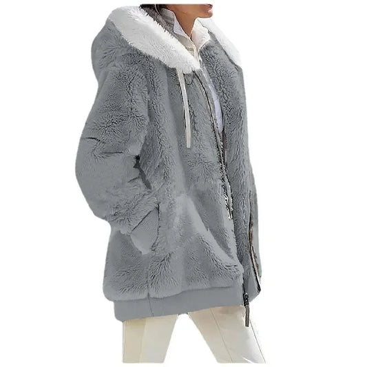 Casual Hooded Zipper Fleece Jacket