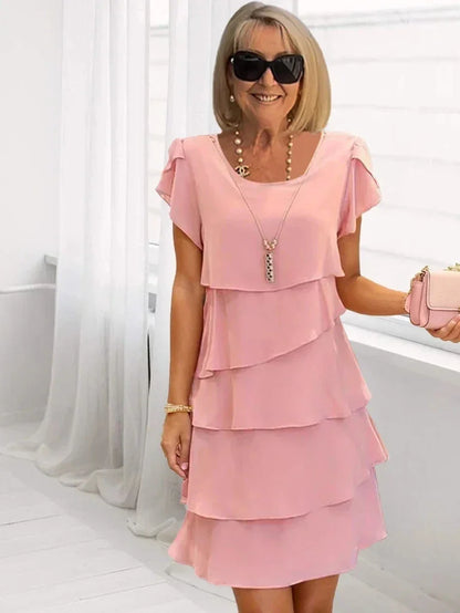 Short Sleeve Casual Multi-Layered Mini Dress