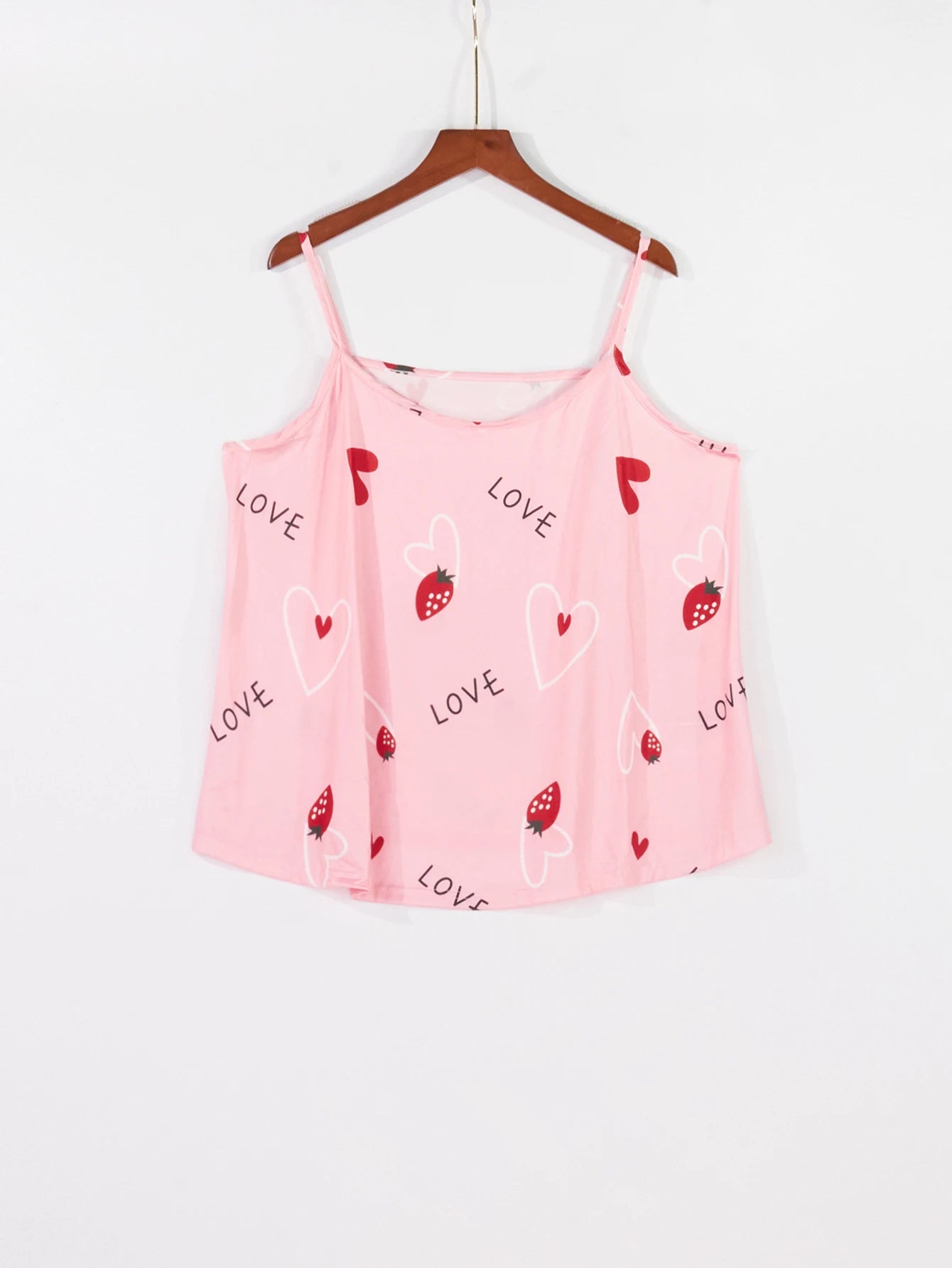 Plus Size Heart Print Cami Shorts Pajama Set