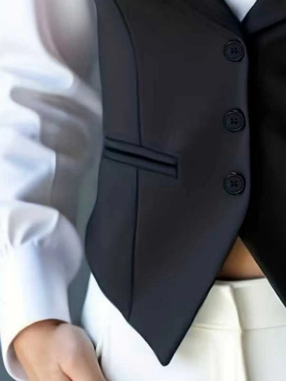 Suit Vest Formal Waistcoat Slim Fit Sleeveless Blazer Jacket