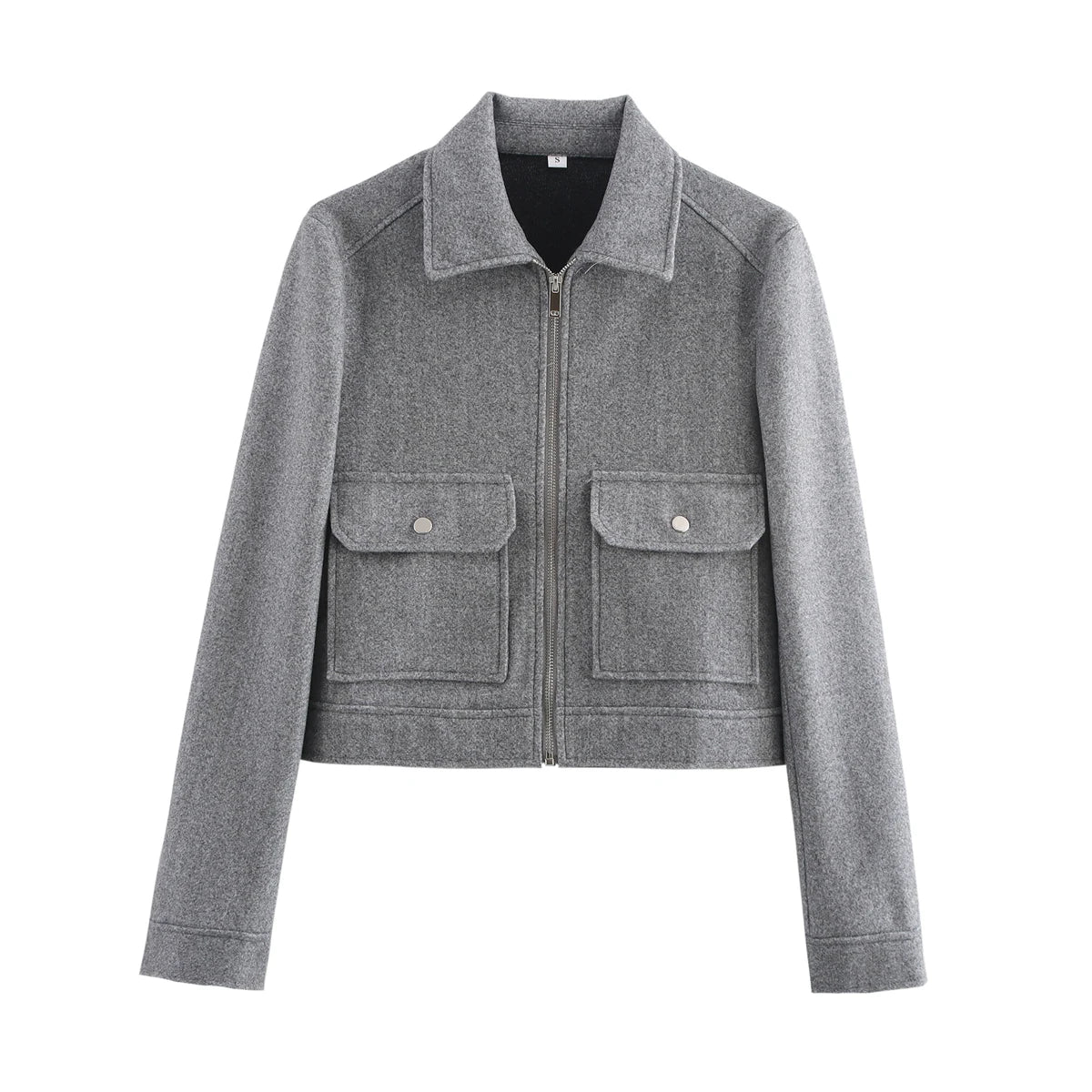 Zipper Winter Long Sleeve Pocket Outerwear Elegant Jacket Coat