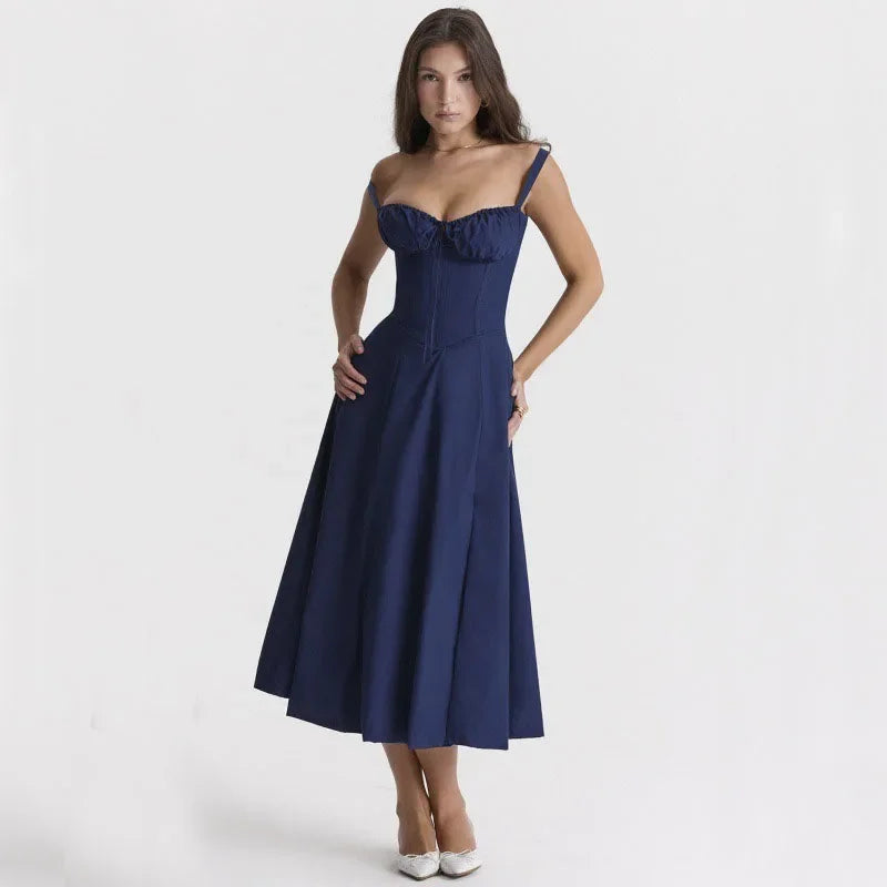 Luxury temperament halter floral dress