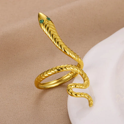 خواتم ثعبان من الفولاذ المقاوم للصدأ مطلية بالذهب 316L