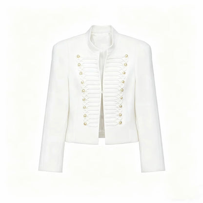 Slim Elegant Napoleon High Street Chic Shoulder Padded Jacket