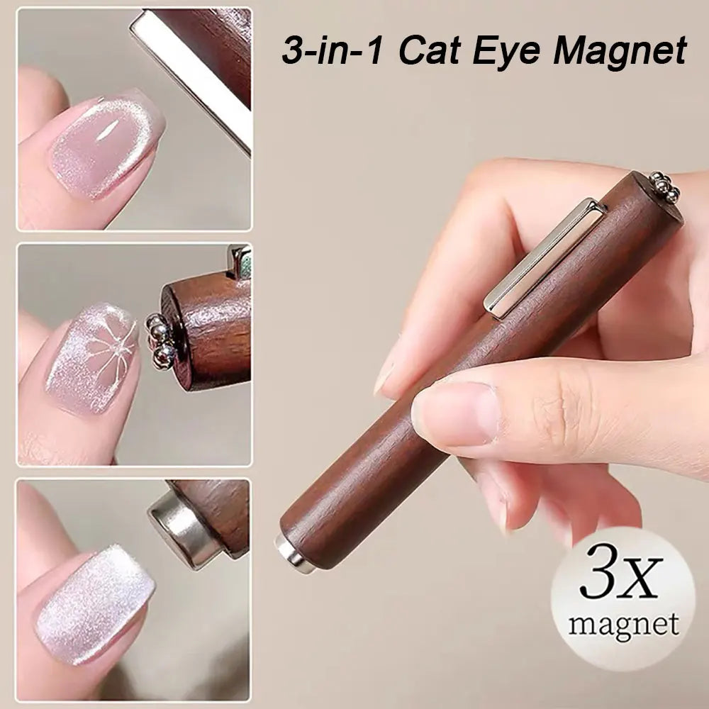 3pcs Pink Cat Eye Gel Nail Polish & Magnet Tools Set