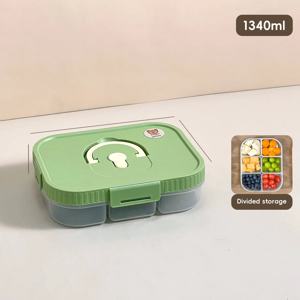 Microwave Plastic Divided Lunch Box With Handle Camping
