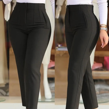 Streetwear Zipper Stretch Elegant Vintage High Waisted Pants