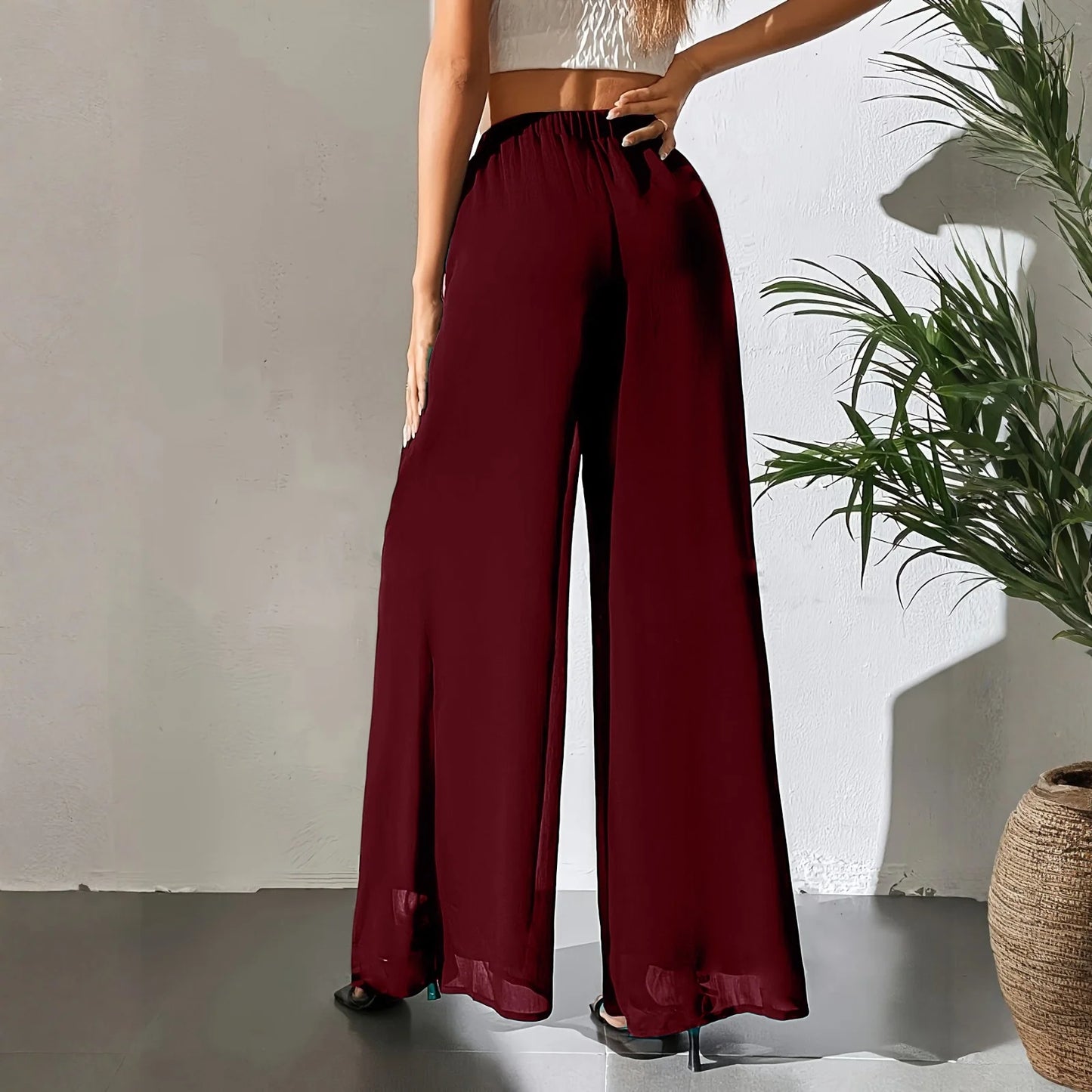 Loose Ice Silk Chiffon Wide Legged Straight Pants