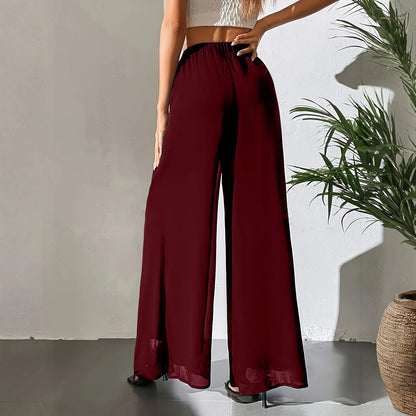 Loose Ice Silk Chiffon Wide Legged Straight Pants