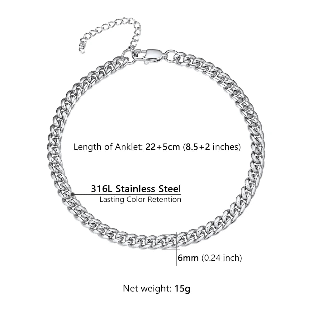 U7 Ankle Cuban Link Snake Figaro Bracelets