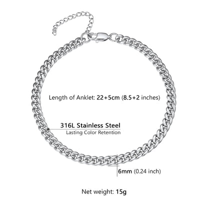 U7 Ankle Cuban Link Snake Figaro Bracelets