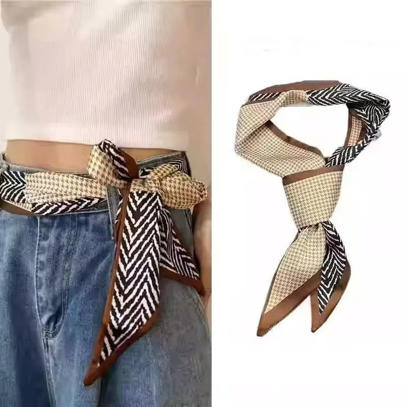 Long Silk Scarf Luxury Paisley Print Headband Soft Satin Scarves