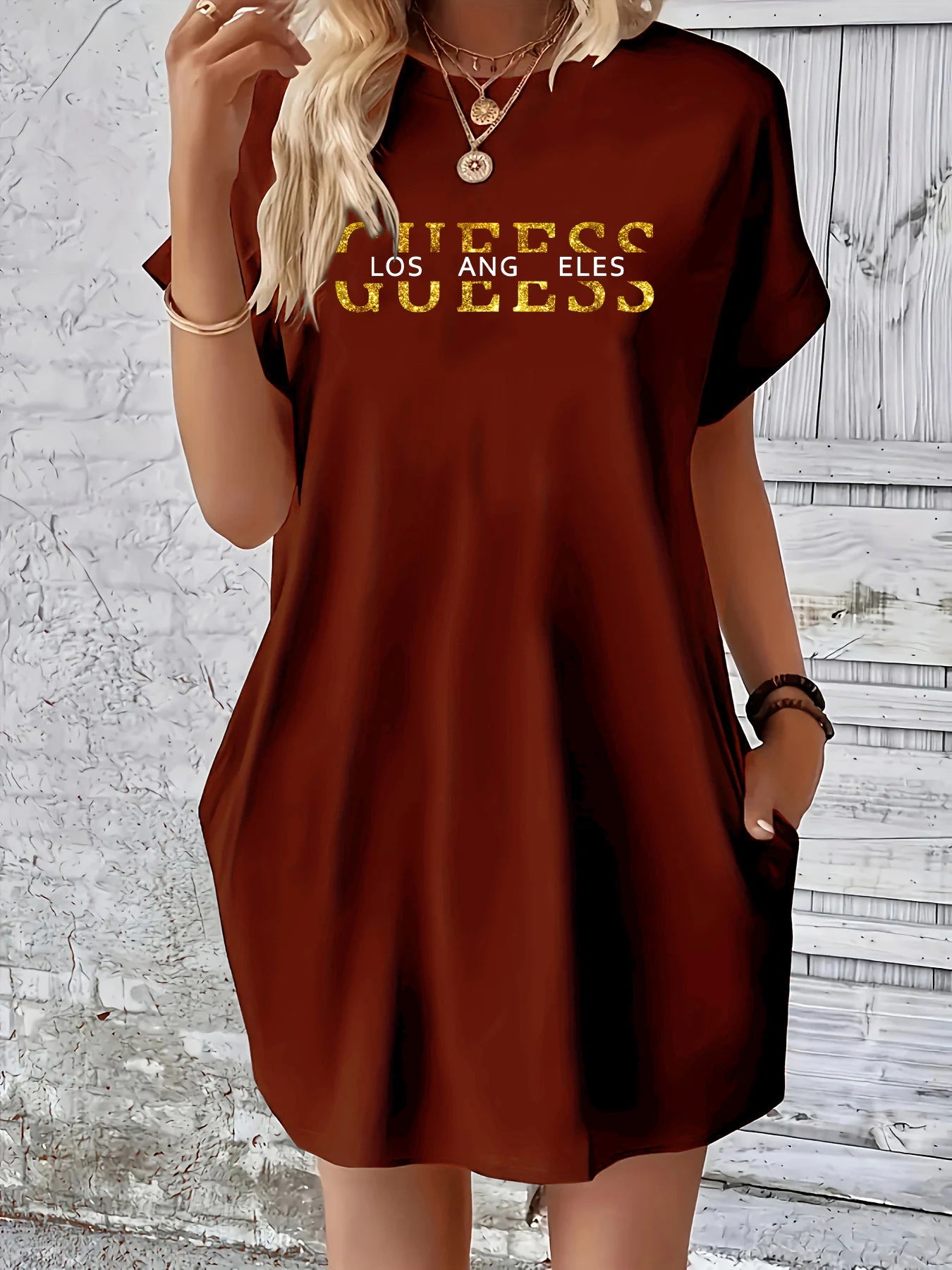 loose GUEESS Los Angeles letter dress