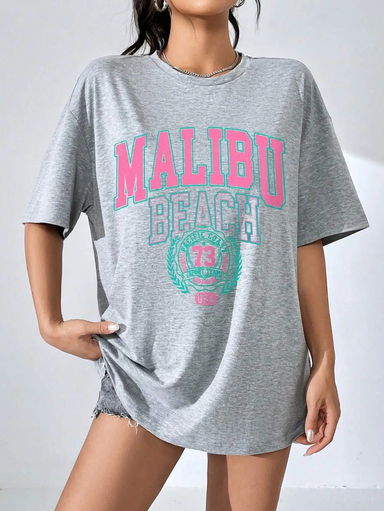 Malibu Beach Letter Street Casual T-shirt