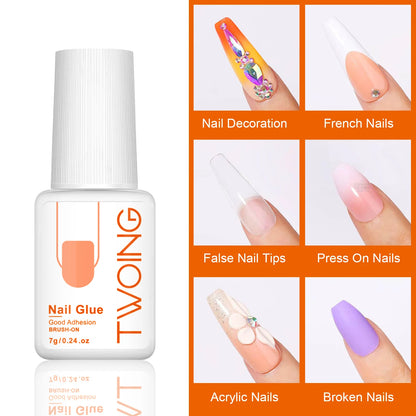 7g Super Strong Nail Glue For False Nail Tips, Acrylic Nails Press On Nails,Fake Nails Art Decoration Lasting Adhesion