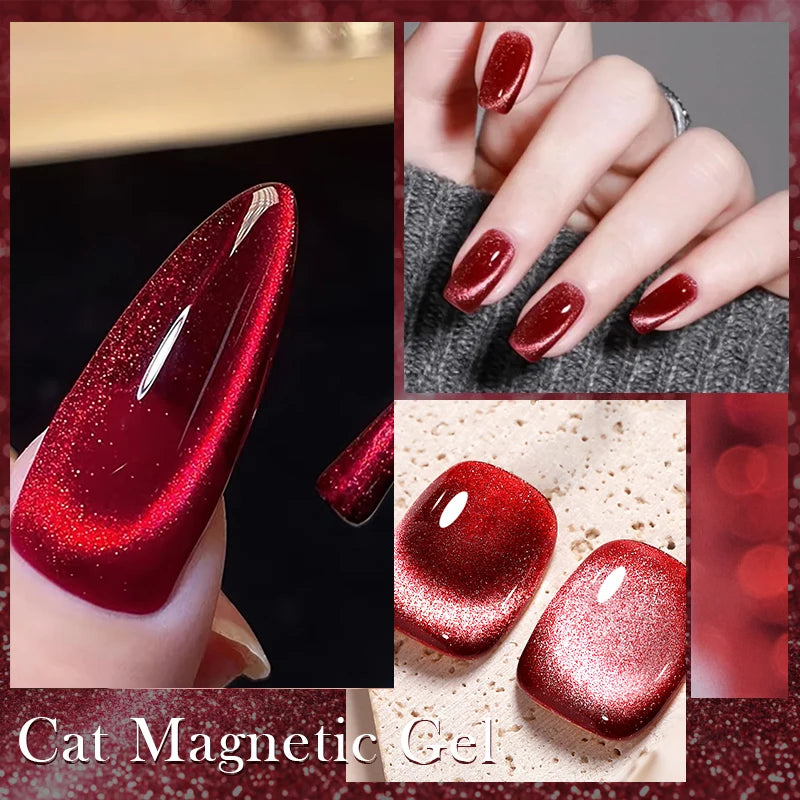 Dark Red Cat Magnetic Gel Nail Polish