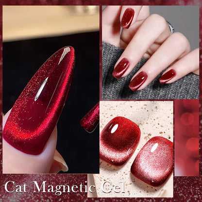 Dark Red Cat Magnetic Gel Nail Polish