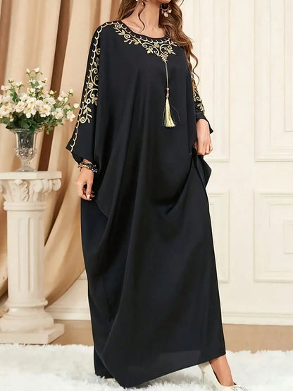 Elegant Long-Sleeved Plus Size Arabic Robe Dress