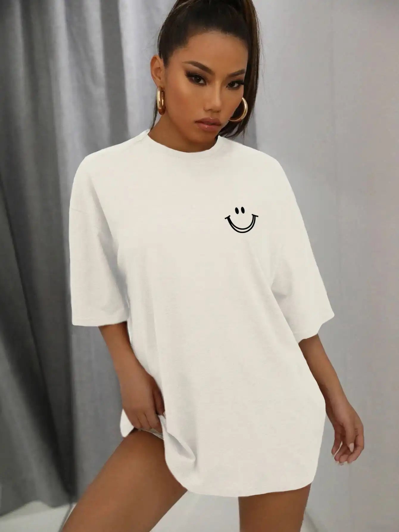 Happy Expression Cotton Short Sleeve Hip Hop T-Shirts